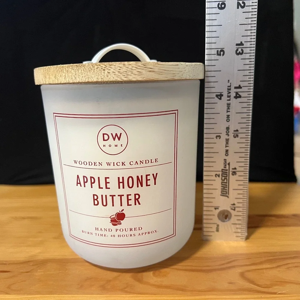 DW Home‎ Apple Honey Butter Wooden Wick Scented Candle 11.8oz Frosted 40 hours